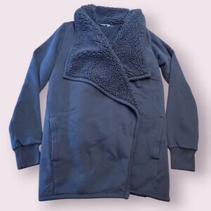Abercrombie & Fitch Open Front Jacket Womens XS Black Sherpa Lined EUC